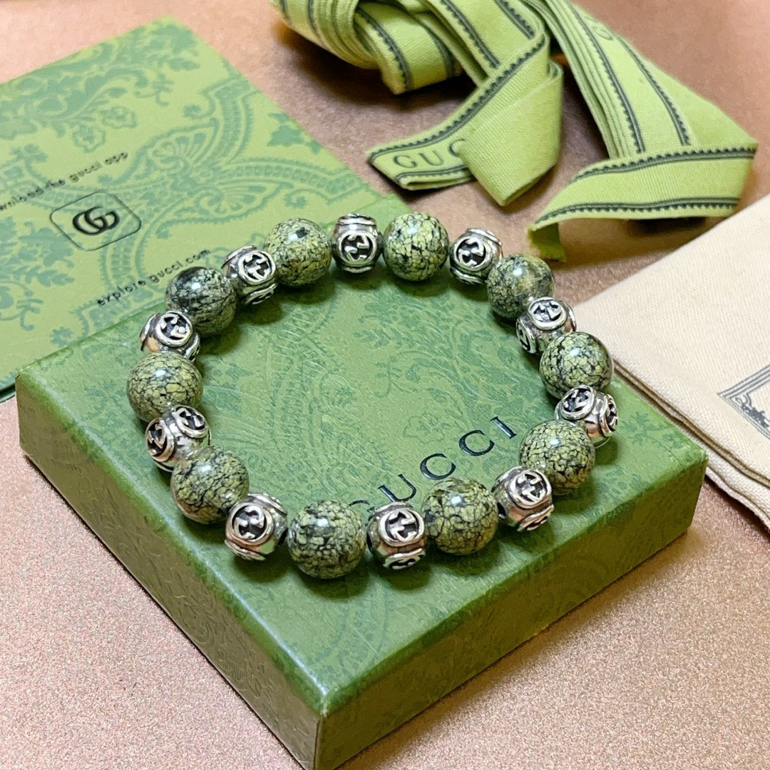 Gucci古驰手链男女同款 Anger Forestシリーズ天然石薬王石手链