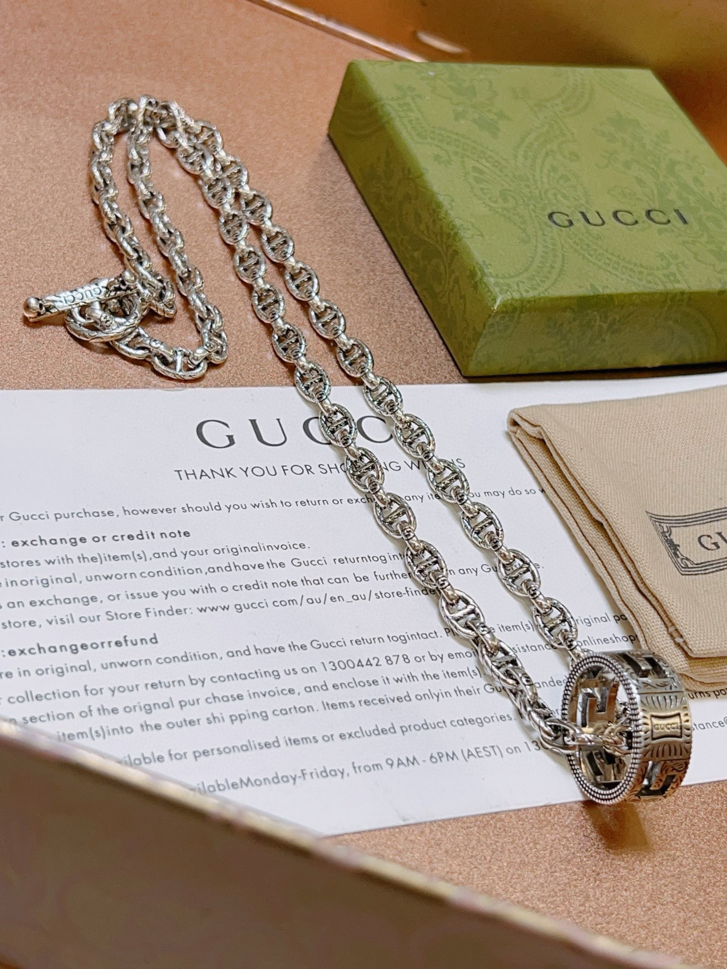 Gucci古驰Anger Forestシリーズ双Gデザインネックレス