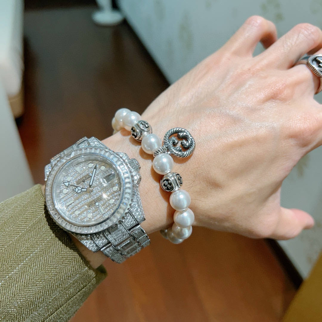 Gucci古驰手链 男女同款 Anger Forestシリーズ双G珍珠手链