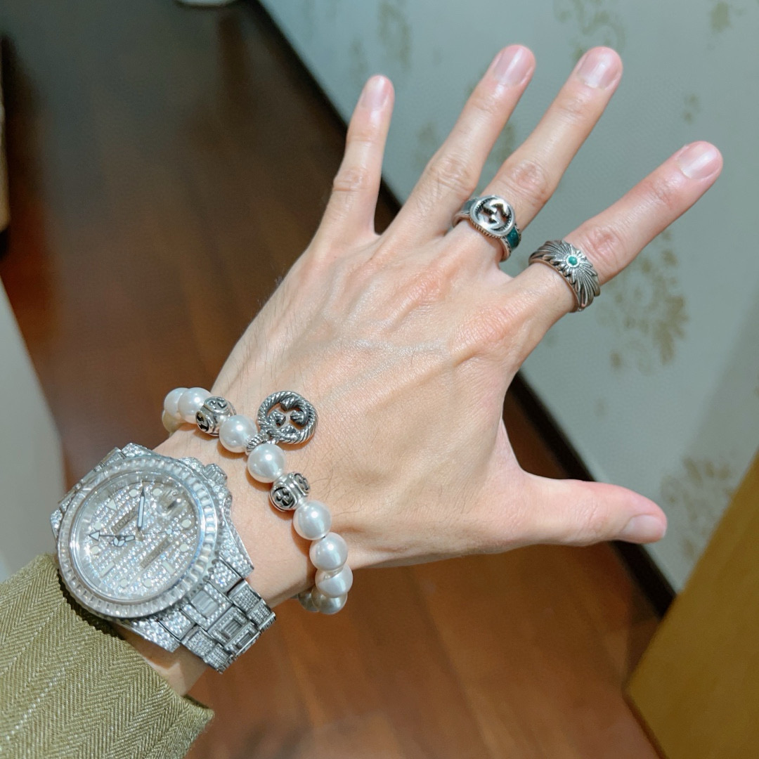 Gucci古驰手链 男女同款 Anger Forestシリーズ双G珍珠手链