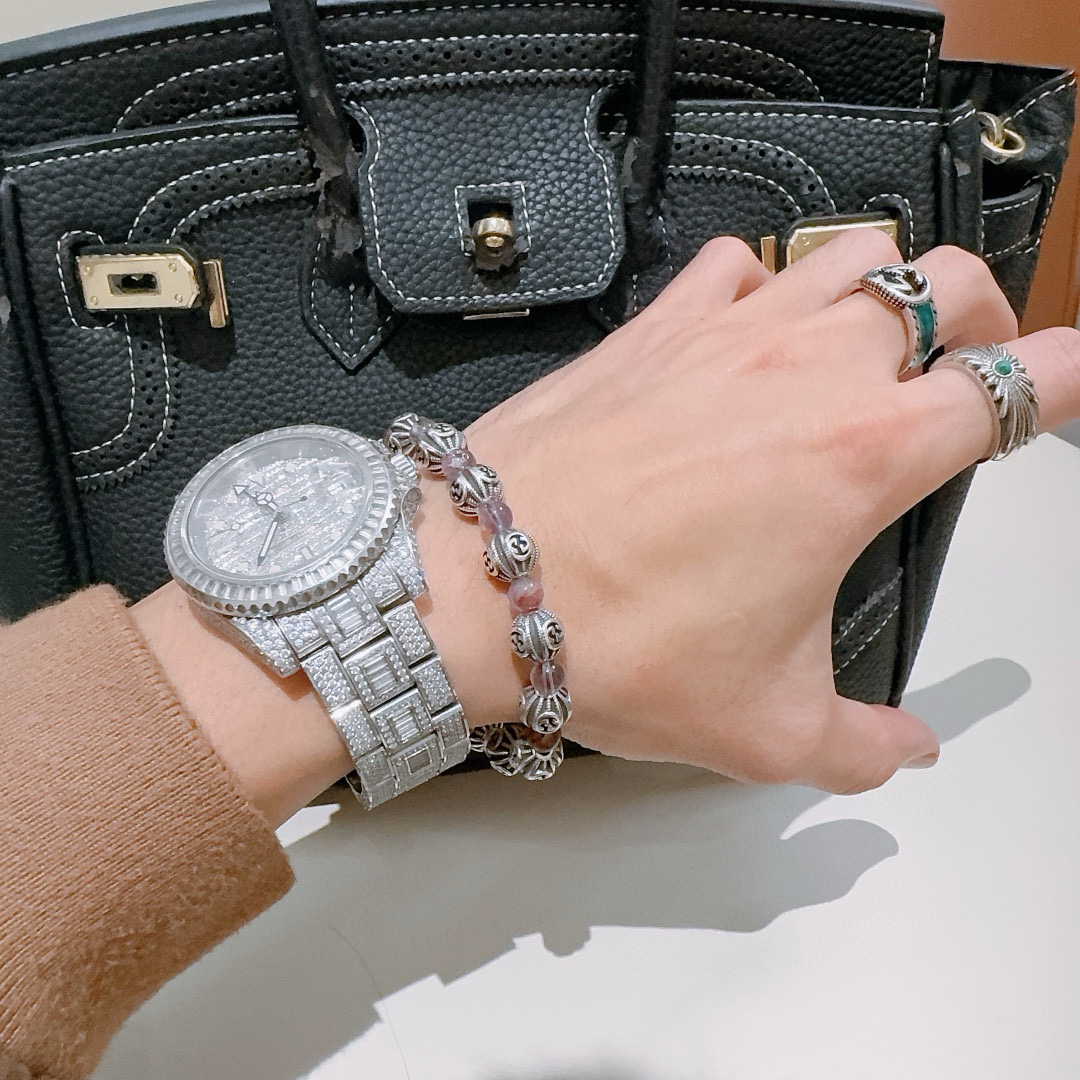 Gucci古驰手链男女兼用 Anger Forestシリーズ双G紫水晶