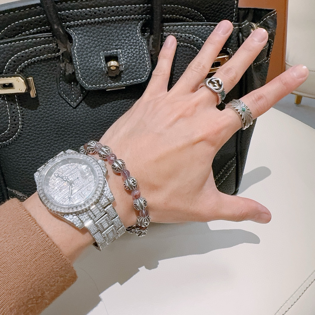 Gucci古驰手链男女兼用 Anger Forestシリーズ双G紫水晶