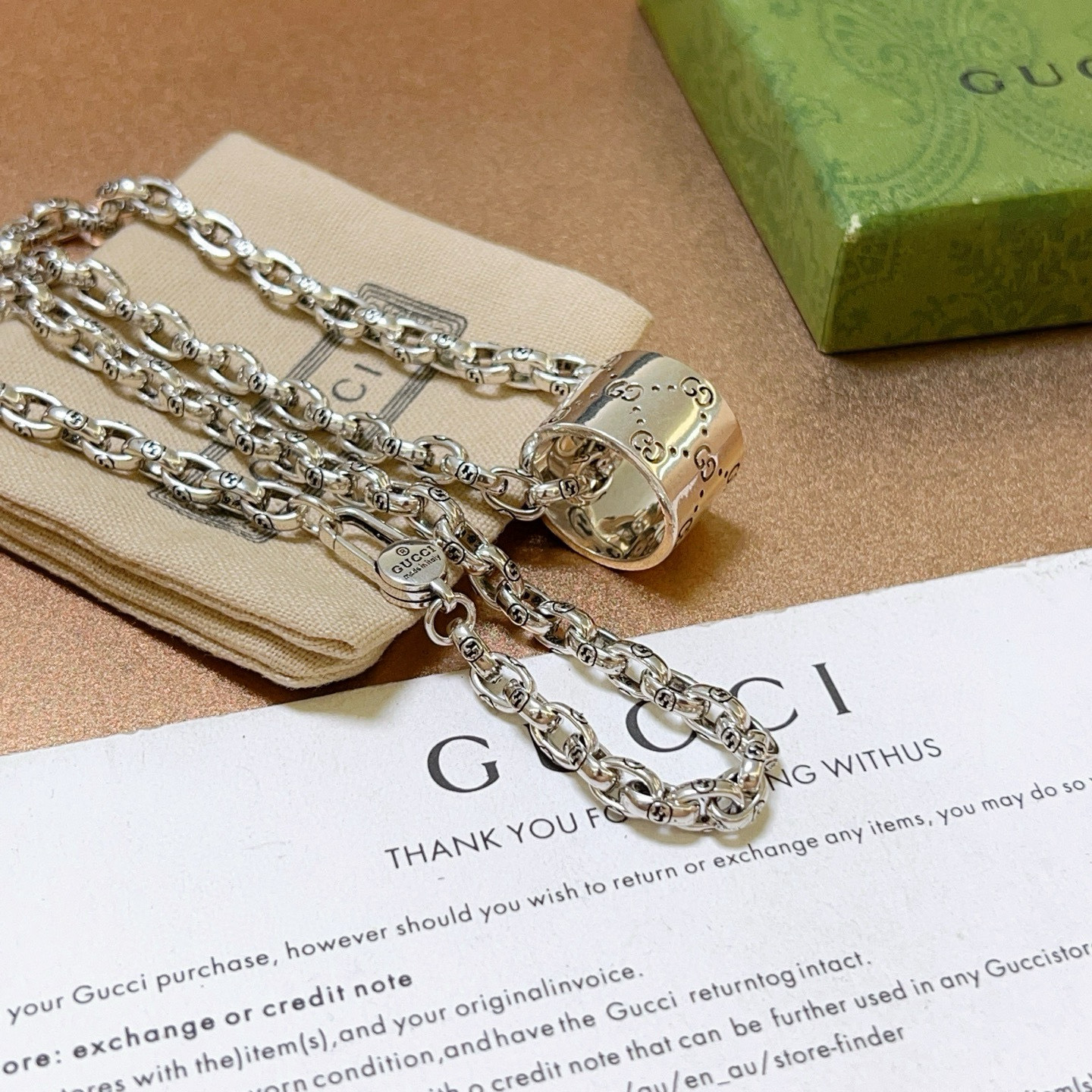 Gucci古驰ダブルGチェーンネックレスAnger Forestシリーズ