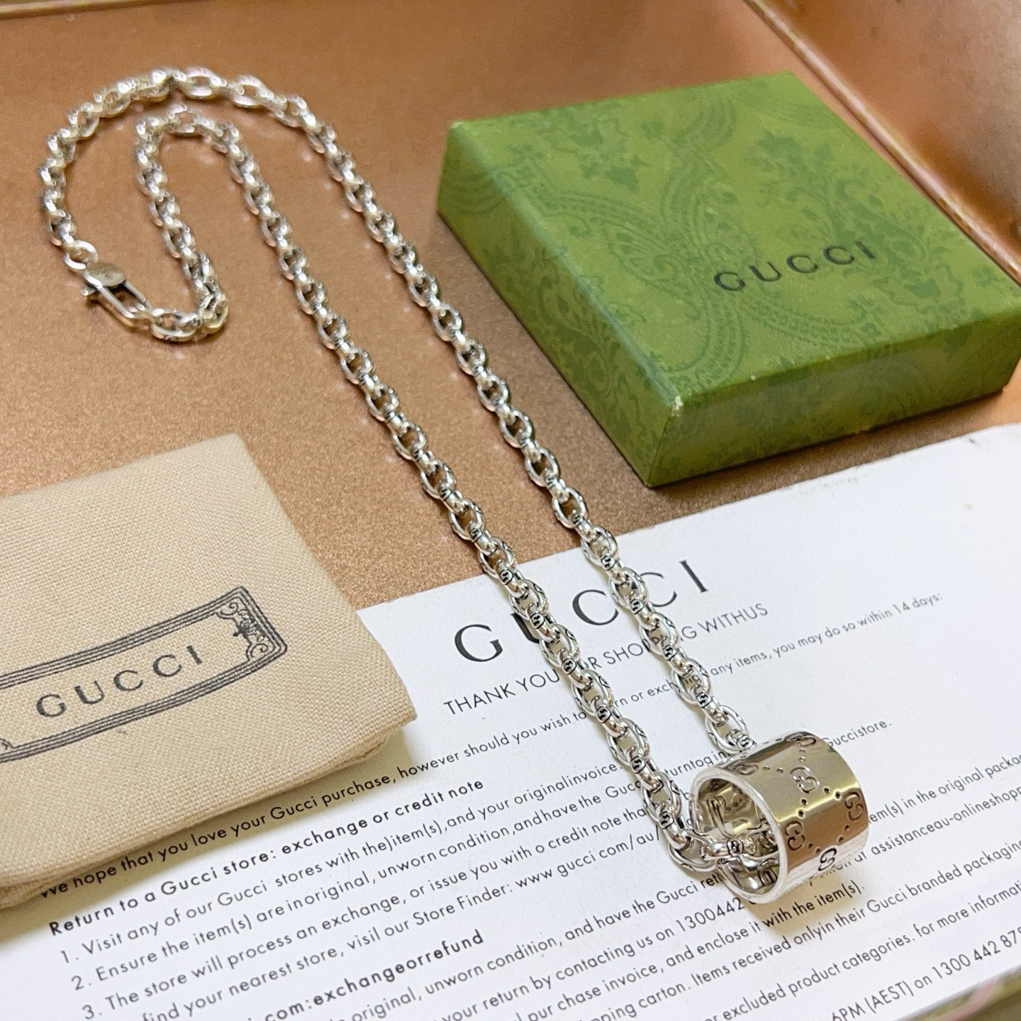 Gucci古驰ダブルGチェーンネックレスAnger Forestシリーズ