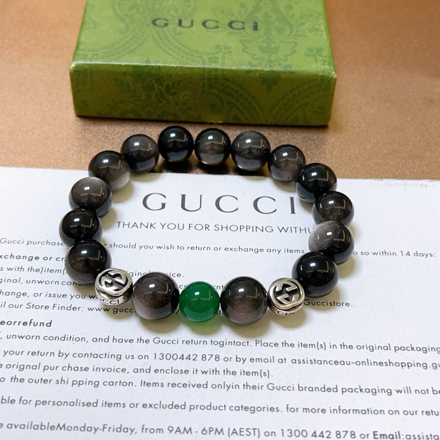 NO:378031,Batch New product launch conference Gucci bracelet natural stone counter precision version natural obsidian Gucci bracelet Obsidian Thai silver style Gucci bracelet Celebrity same style men and women Retro old style Original replica Pure handmade ~ Genuine mold opening trend and fashion essentials for both men and women Can wear couple style Rock Punk Thai silver style Retro elements Trendy and versatile Super like to place orders Remarks size 16 cm to 24 cm, jewelry boutique, gucci, bracelet19860909批 新品发布会古驰手链天然石专柜精工版本天然黑曜石古驰手链 黑曜石泰银风格古驰手链 明星同款男女款 复古做旧风 原版复刻 纯手工打造 ～正品开模潮流时尚必备 男女均可佩戴 情侣款同款 摇滚朋克泰银风格 复古元素 潮流百搭 超级喜欢下单备注尺寸 16厘米到24厘米,饰品精品,gucci,bracelet,Jewelry