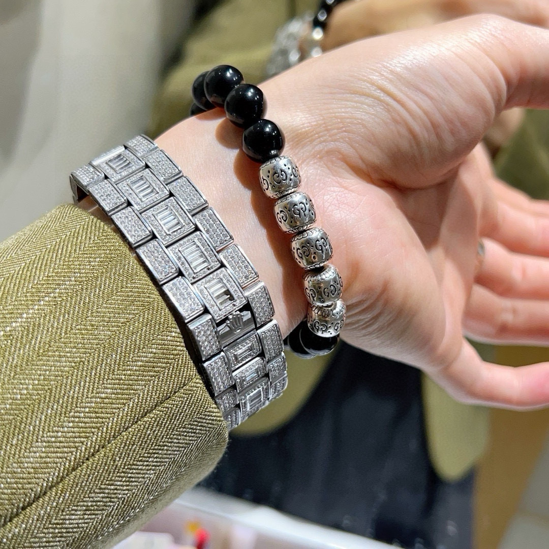 Gucci古驰手链男女同款｜最新天然黒玛瑙手链・Anger Forestシリーズ