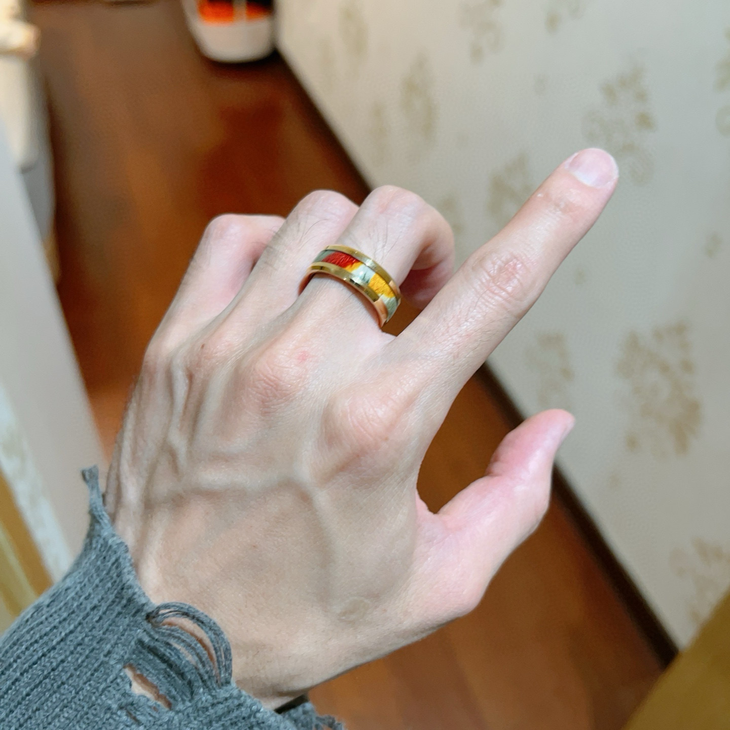 Gucci古驰Anger ForestシリーズV金質感ダブルGリング