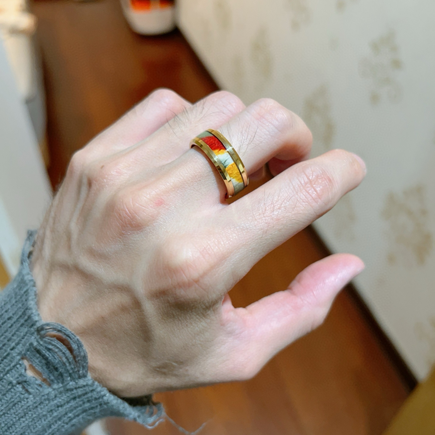 Gucci古驰Anger ForestシリーズV金質感ダブルGリング