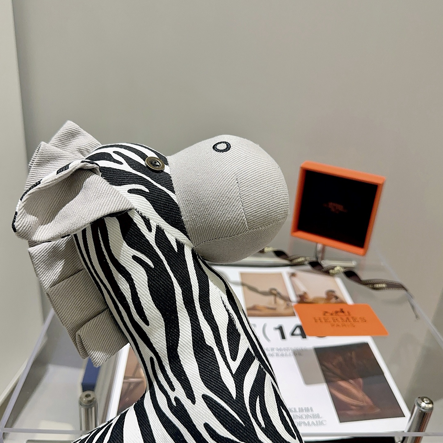 Hermes Zebra Plush brooch Black White Light Gray 35cm