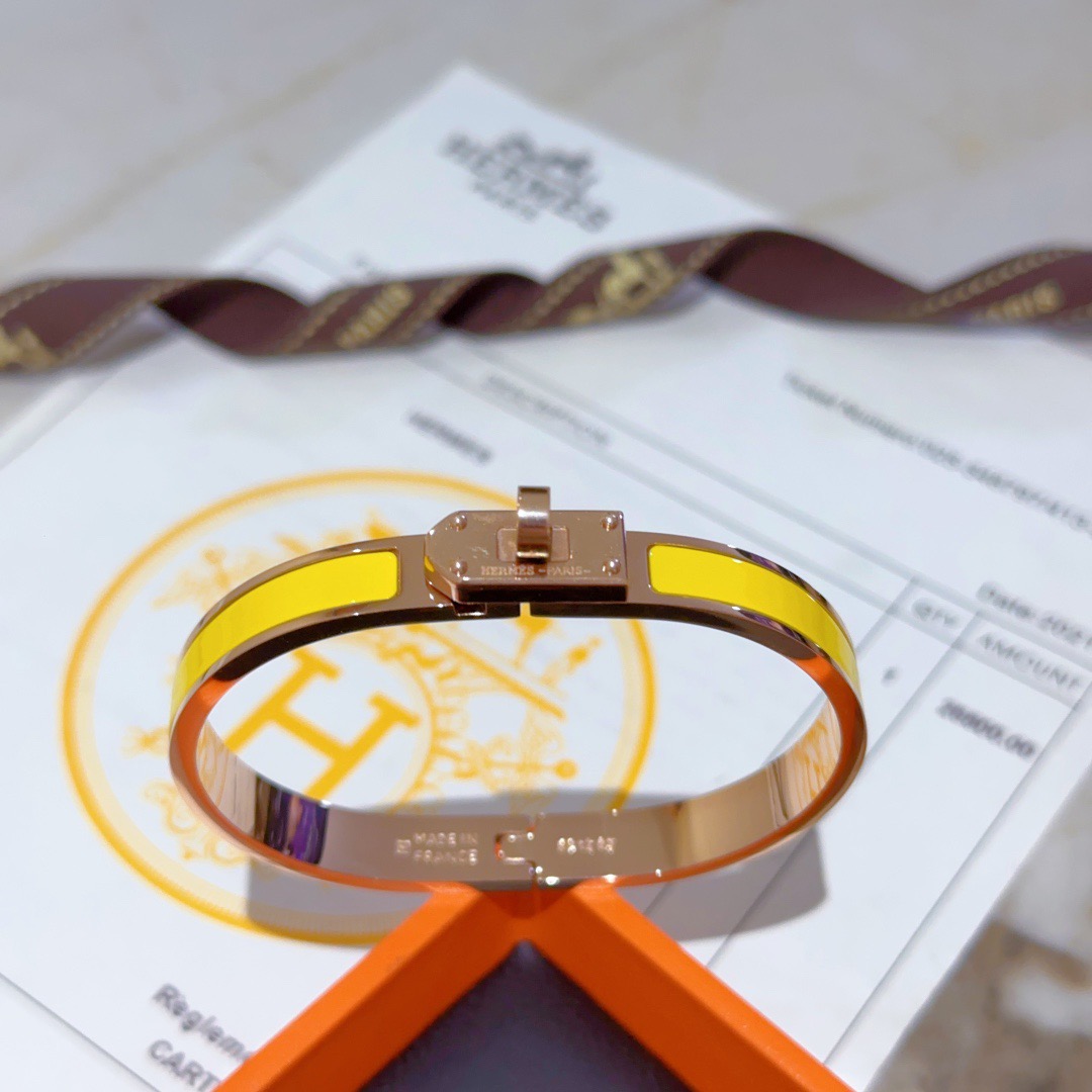 Hermes Kelly bracelet Rose gold metal with yellow enamel PM