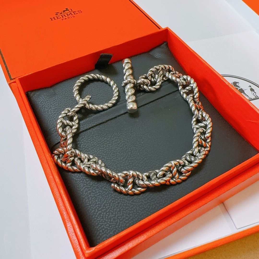 Pulsera Hermes Torsade plata 19cm