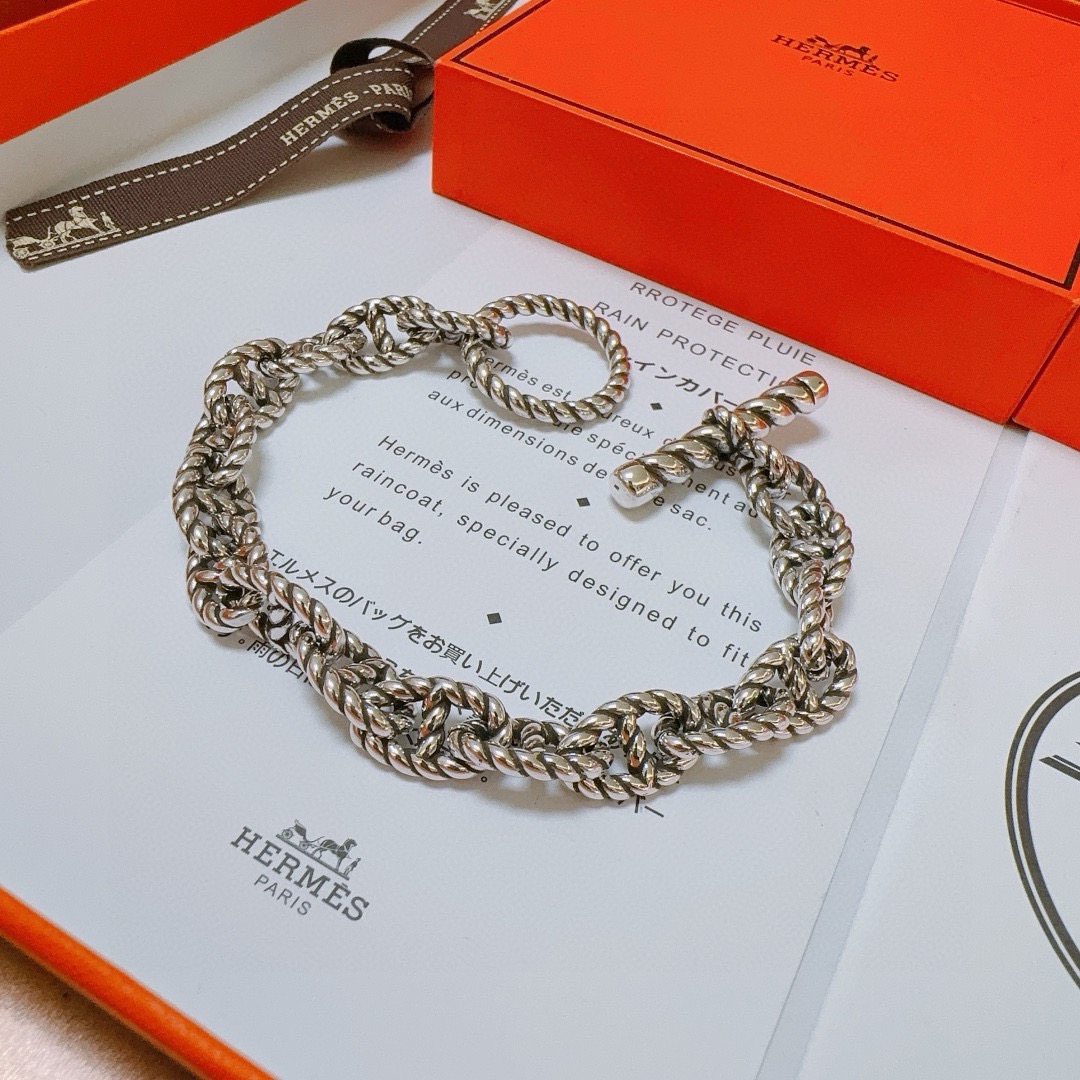 Pulsera Hermes Torsade plata 19cm