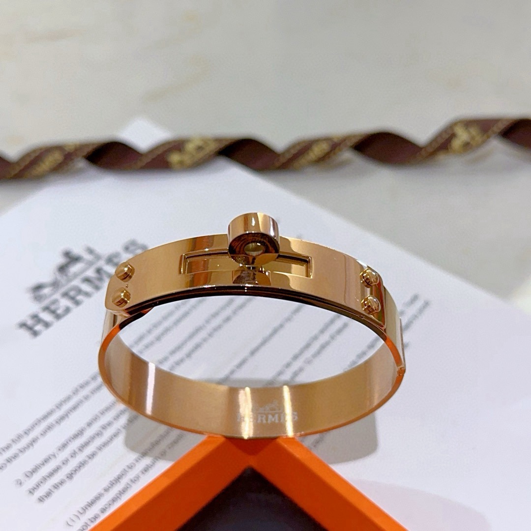 Pulseira Hermes Kelly em ouro rosa 17cm