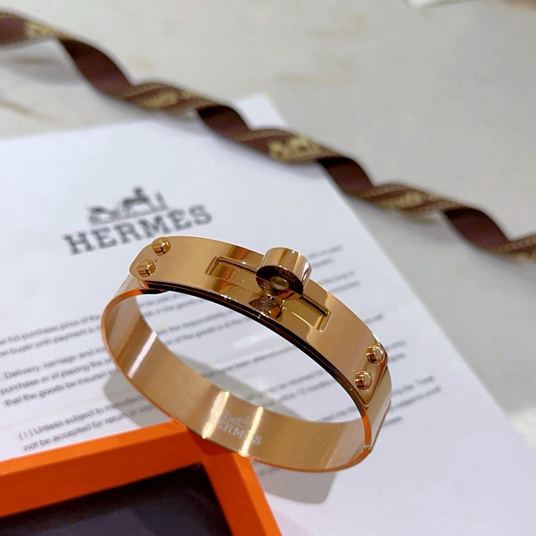 Pulseira Hermes Kelly em ouro rosa 17cm