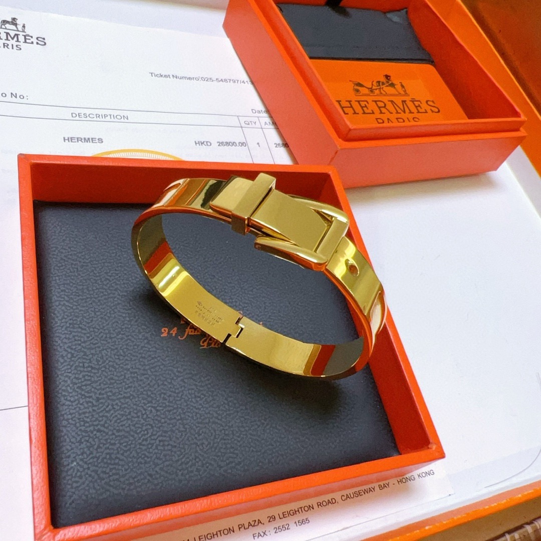 Boucle de ceinture Hermes Clic Clac H bracelet métal doré 17cm circonférence intérieure