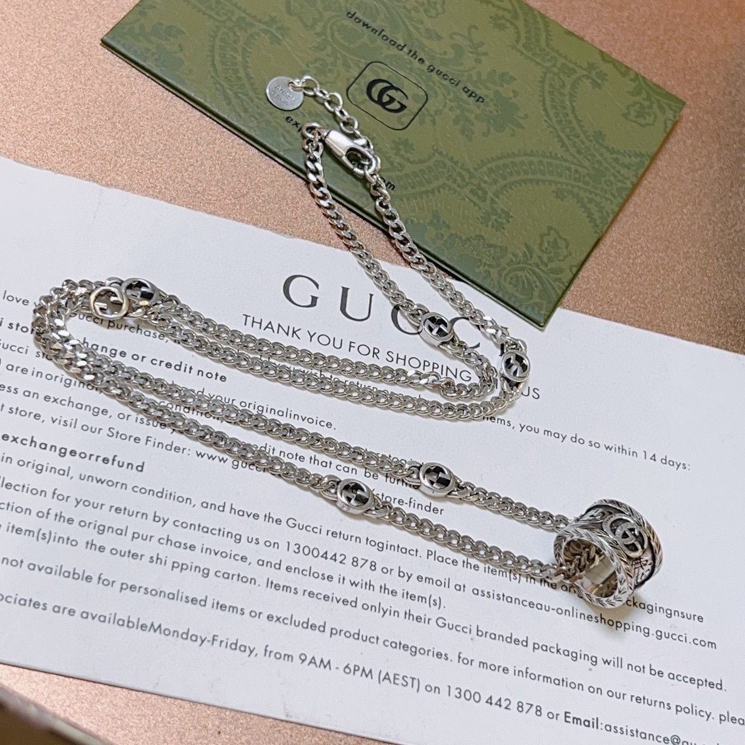 Gucci 不爆不发 抖音带货 首选 𝐆𝐮𝐜𝐜𝐢古驰项链最新款链条档次更高 Anger Forest系列双g设计理念图案项链