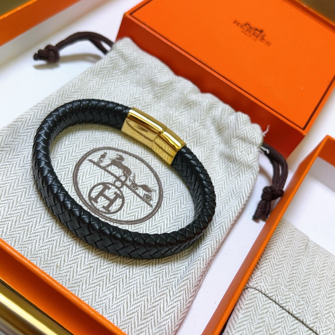 Hermès 新款Hermes爱马仕手链编织手绳加厚版 铂金版