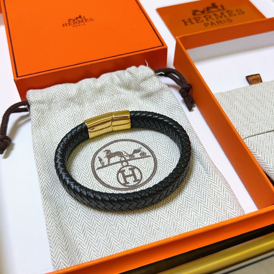 Hermès 新款Hermes爱马仕手链编织手绳加厚版 铂金版