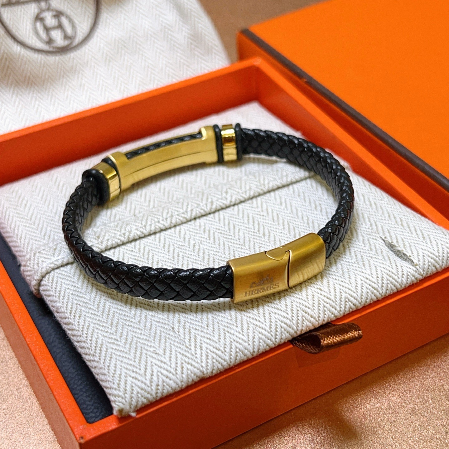 Hermès 新款Hermes爱马仕手链编织手绳加厚版 黄金版