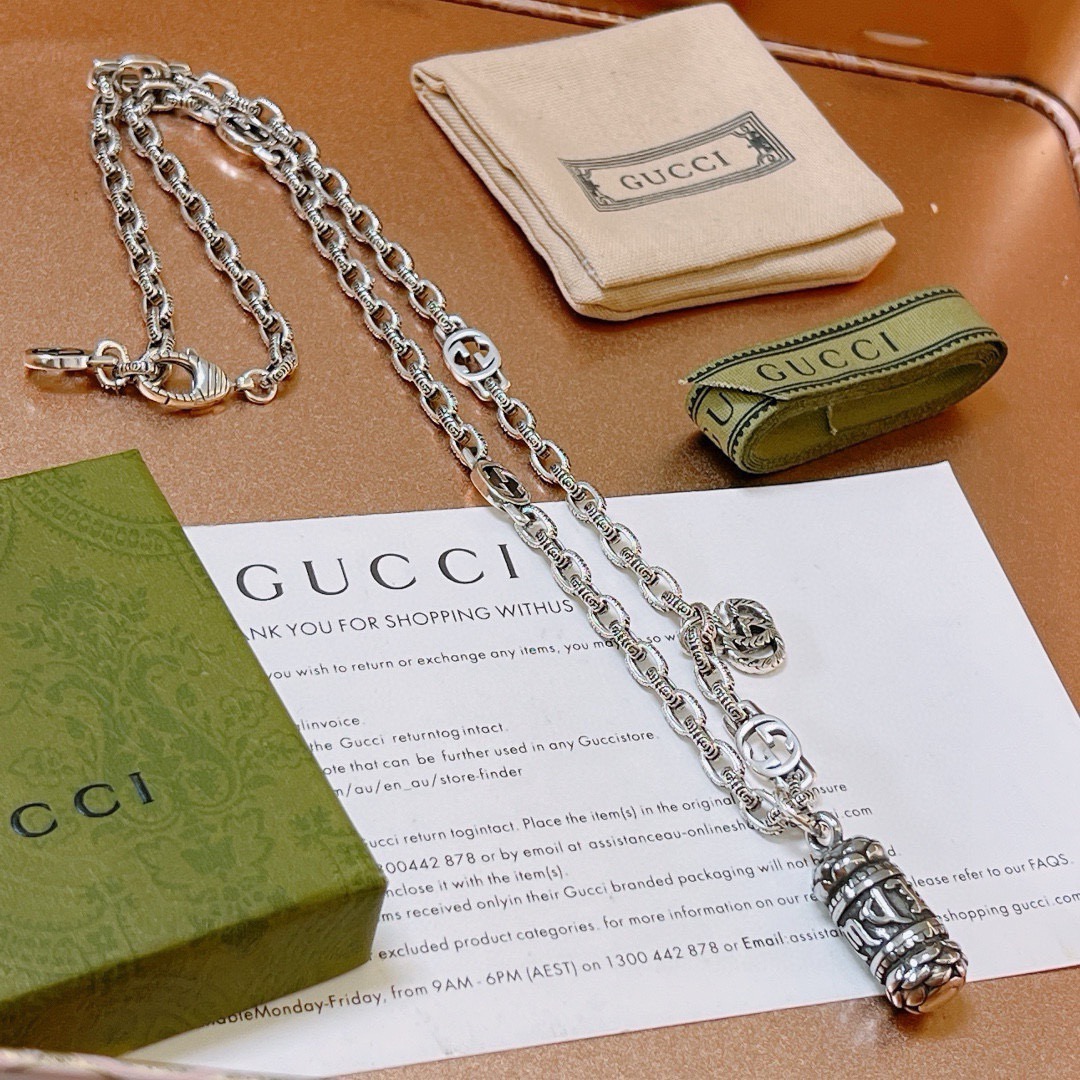 Gucci 𝐆𝐮𝐜𝐜𝐢古驰项链最新款链条档次更高 Anger Forest系列双G古驰项链