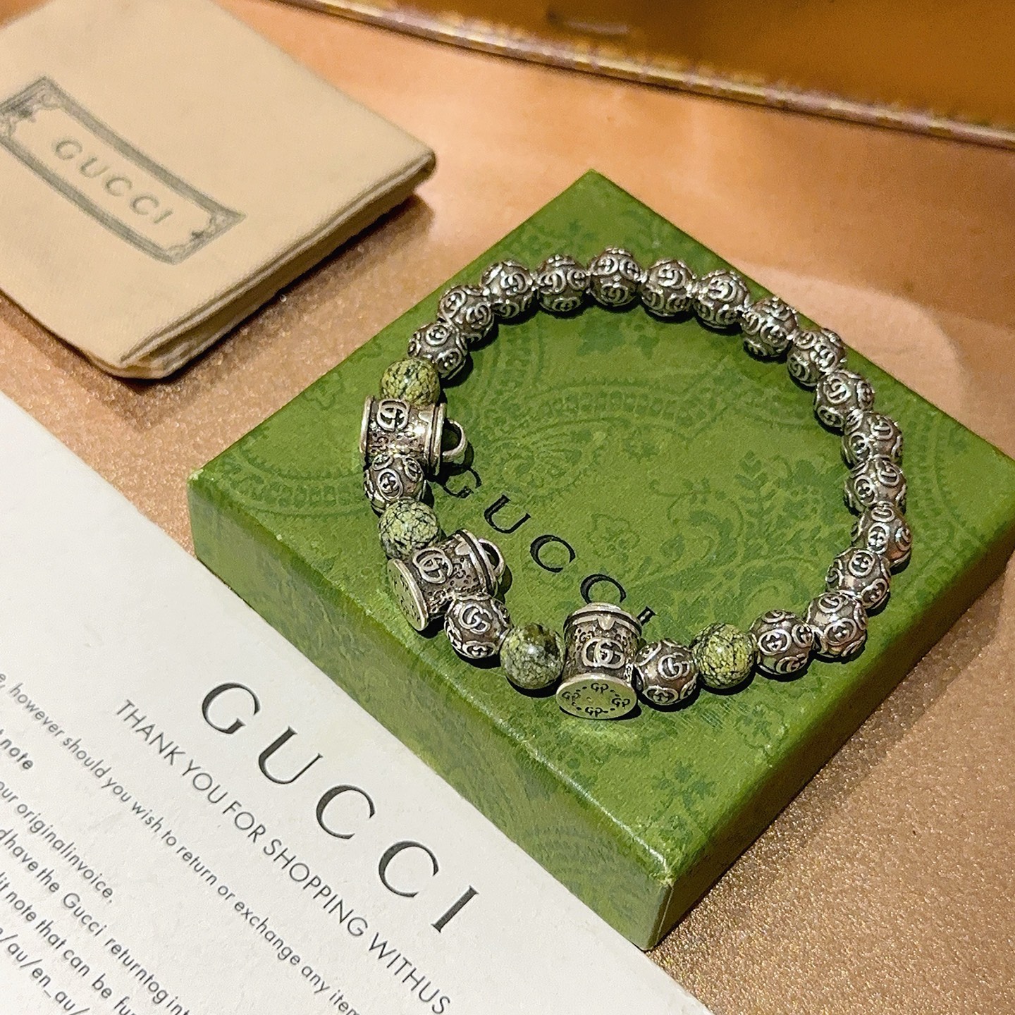 𝐆𝐮𝐜𝐜𝐢古驰手链男女同款 最新款搭配手链档次更高明星同款Anger Forest系列双g玛瑙水晶手链尺