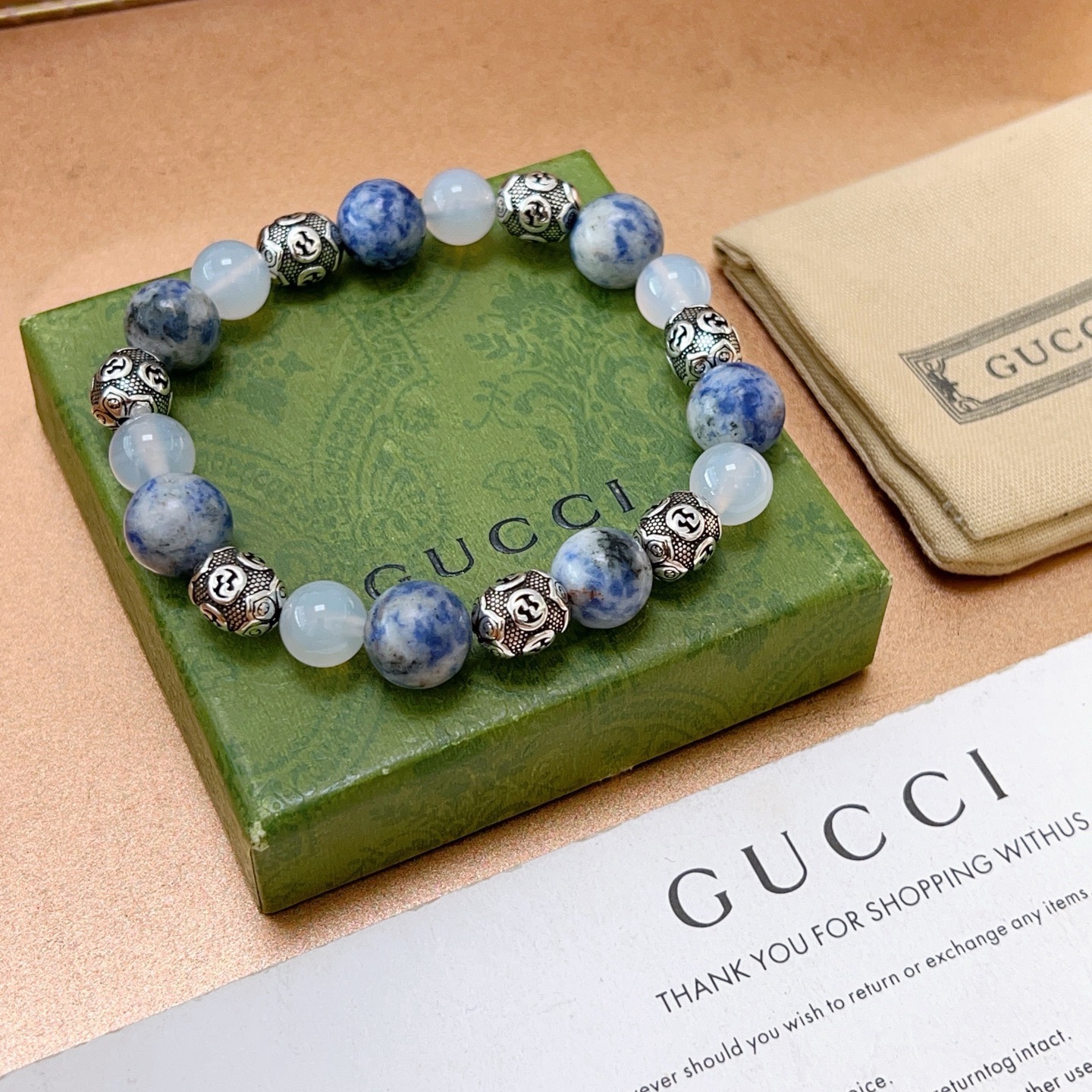 Gucci 新品发布会 古驰手链天然石 精工版本天然紫芬石古驰手链