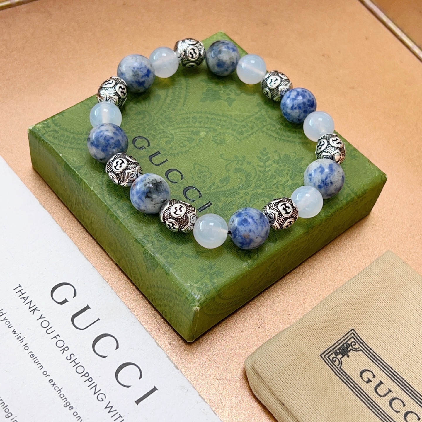 Gucci 新品发布会 古驰手链天然石 精工版本天然紫芬石古驰手链