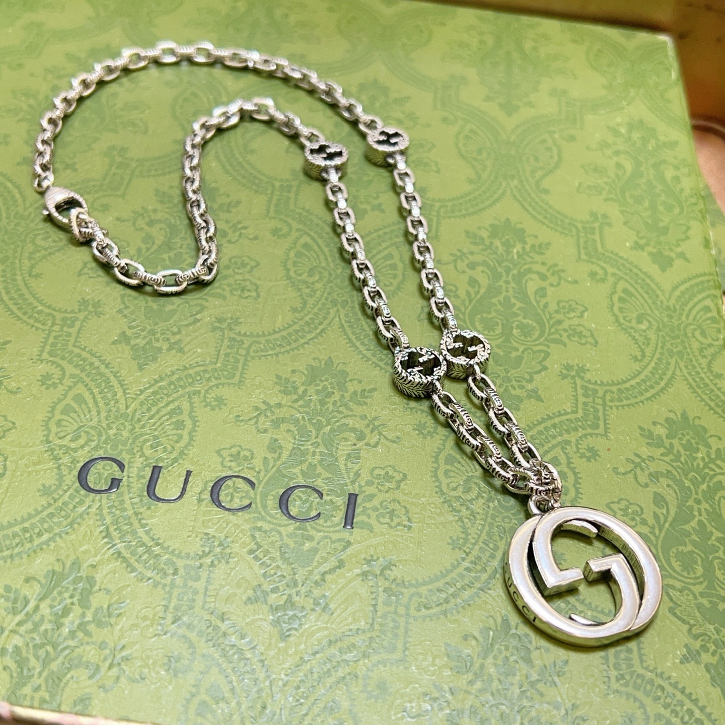 𝐆𝐮𝐜𝐜𝐢古驰项链最新款链条档次更高明星同款Anger Forest系列双G经典款项链系列复古银项链链长