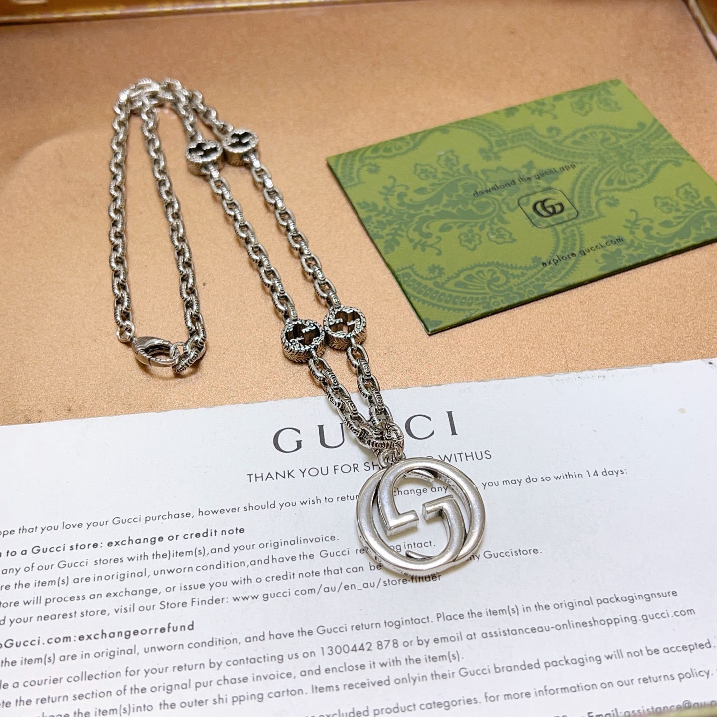 𝐆𝐮𝐜𝐜𝐢古驰项链最新款链条档次更高明星同款Anger Forest系列双G经典款项链系列复古银项链链长