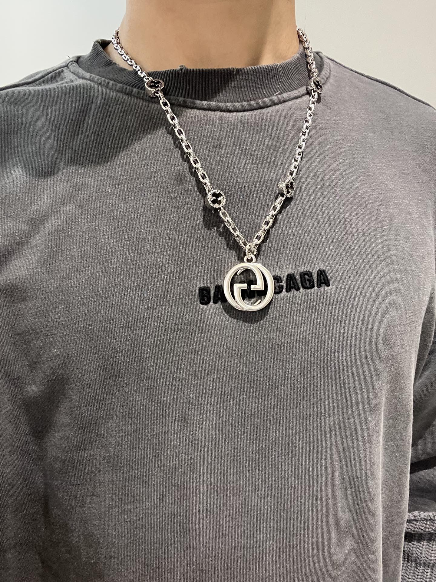 𝐆𝐮𝐜𝐜𝐢古驰项链最新款链条档次更高明星同款Anger Forest系列双G经典款项链系列复古银项链链长