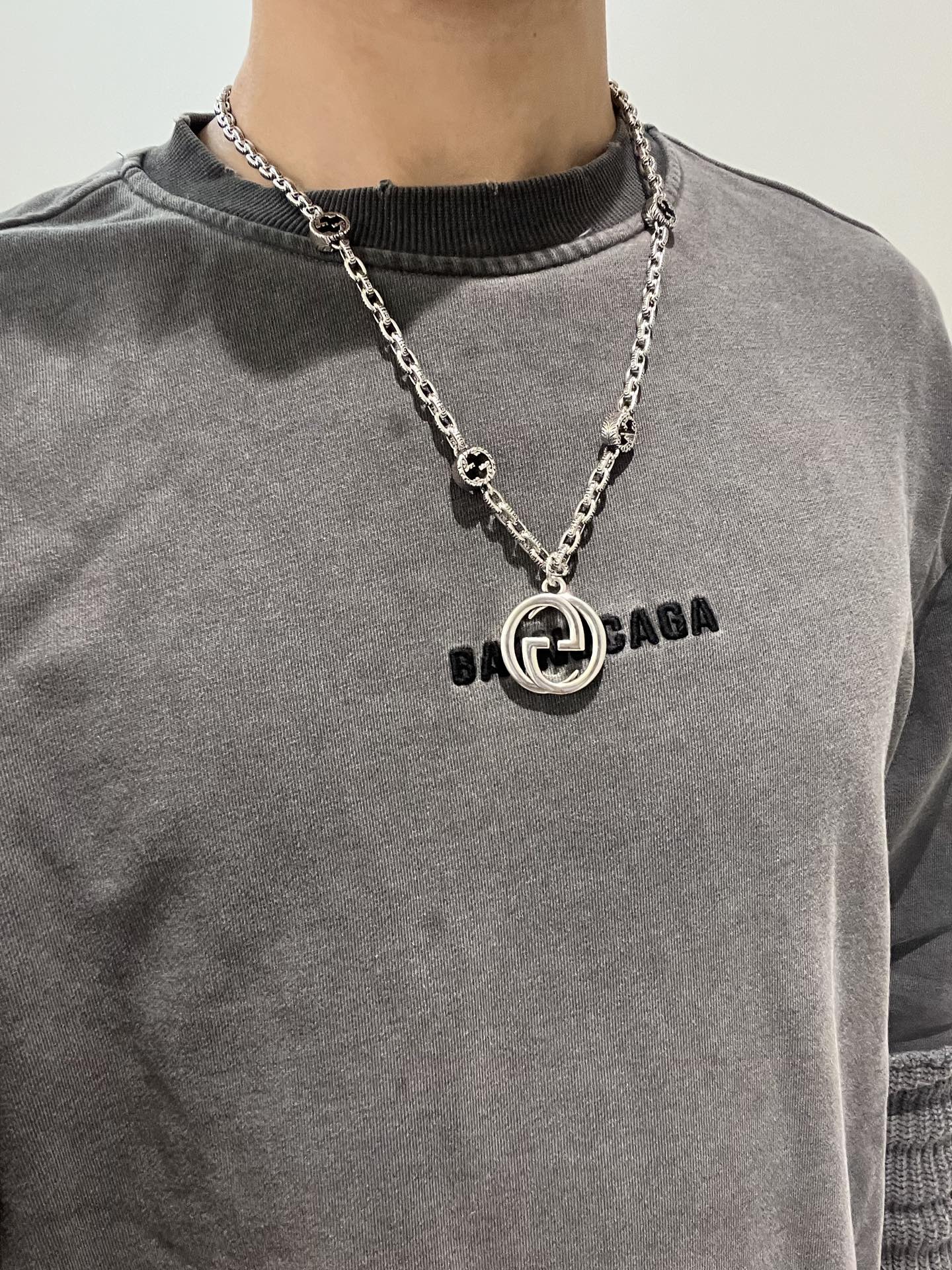 𝐆𝐮𝐜𝐜𝐢古驰项链最新款链条档次更高明星同款Anger Forest系列双G经典款项链系列复古银项链链长