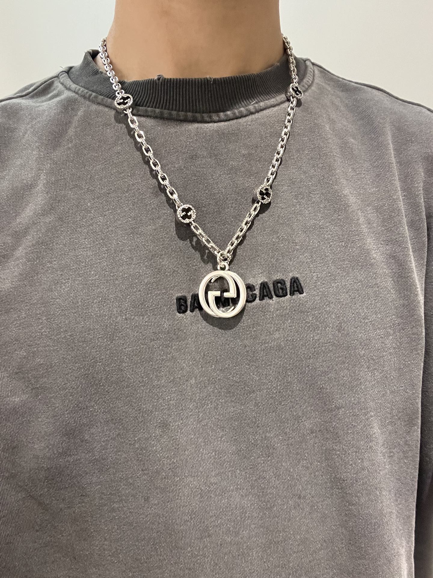 𝐆𝐮𝐜𝐜𝐢古驰项链最新款链条档次更高明星同款Anger Forest系列双G经典款项链系列复古银项链链长