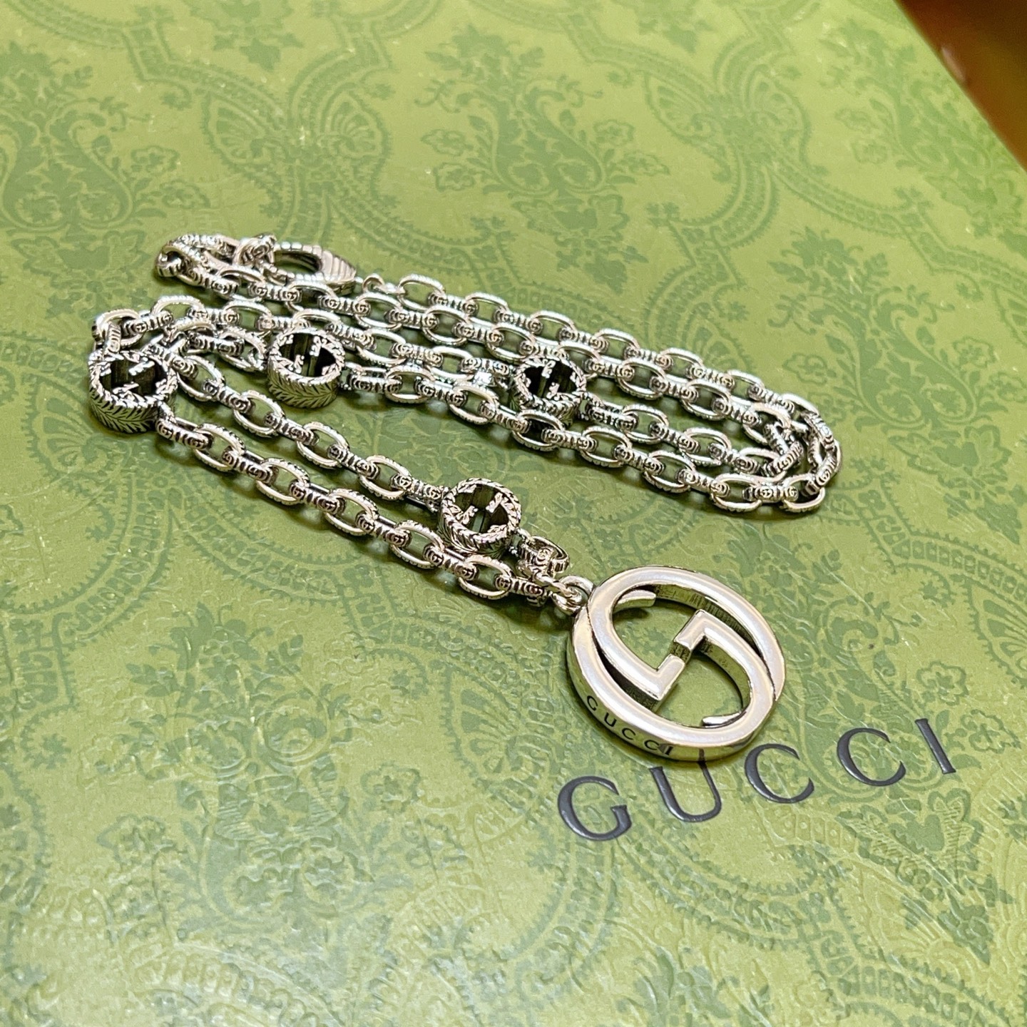 𝐆𝐮𝐜𝐜𝐢古驰项链最新款链条档次更高明星同款Anger Forest系列双G经典款项链系列复古银项链链长