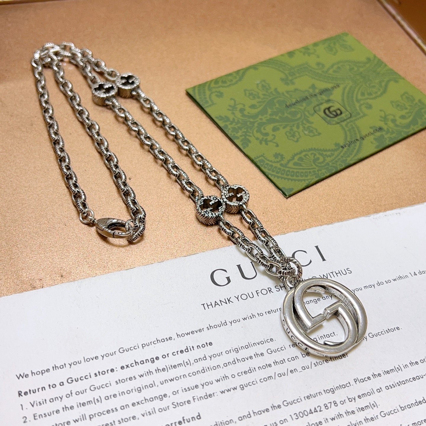 𝐆𝐮𝐜𝐜𝐢古驰项链最新款链条档次更高明星同款Anger Forest系列双G经典款项链系列复古银项链链长