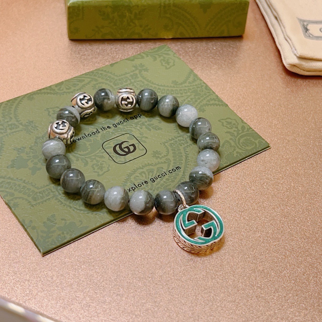 𝐆𝐮𝐜𝐜𝐢古驰手链男女同款 最新款天然幽灵手链档次更高明星同款Anger Forest系列双g石水晶手链