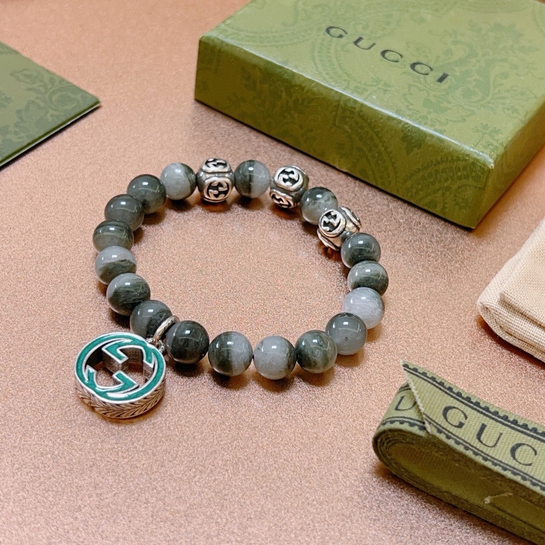 𝐆𝐮𝐜𝐜𝐢古驰手链男女同款 最新款天然幽灵手链档次更高明星同款Anger Forest系列双g石水晶手链
