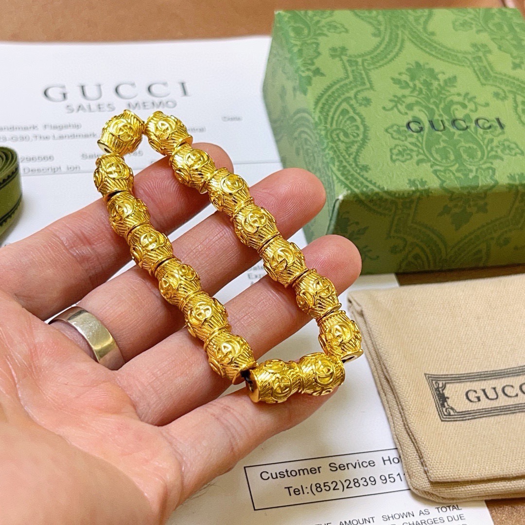 新品发布👒𝐆𝐮𝐜𝐜𝐢古驰手链👨👩男女同款 最新款黄金穿珠手链档次更高明星同款Anger Forest系列