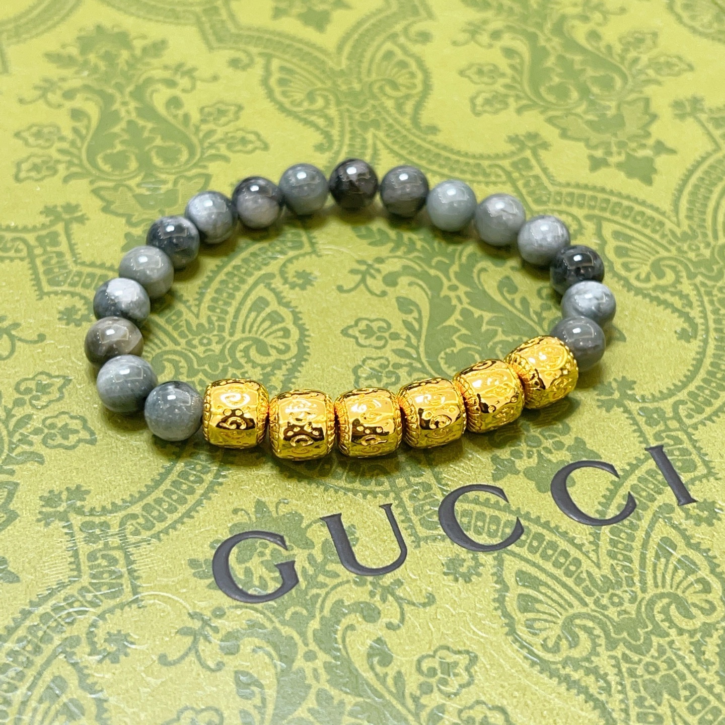 Gucci 𝐆𝐮𝐜𝐜𝐢古驰手链 最新款天然石手链档次更高 Anger Forest系列双g手链