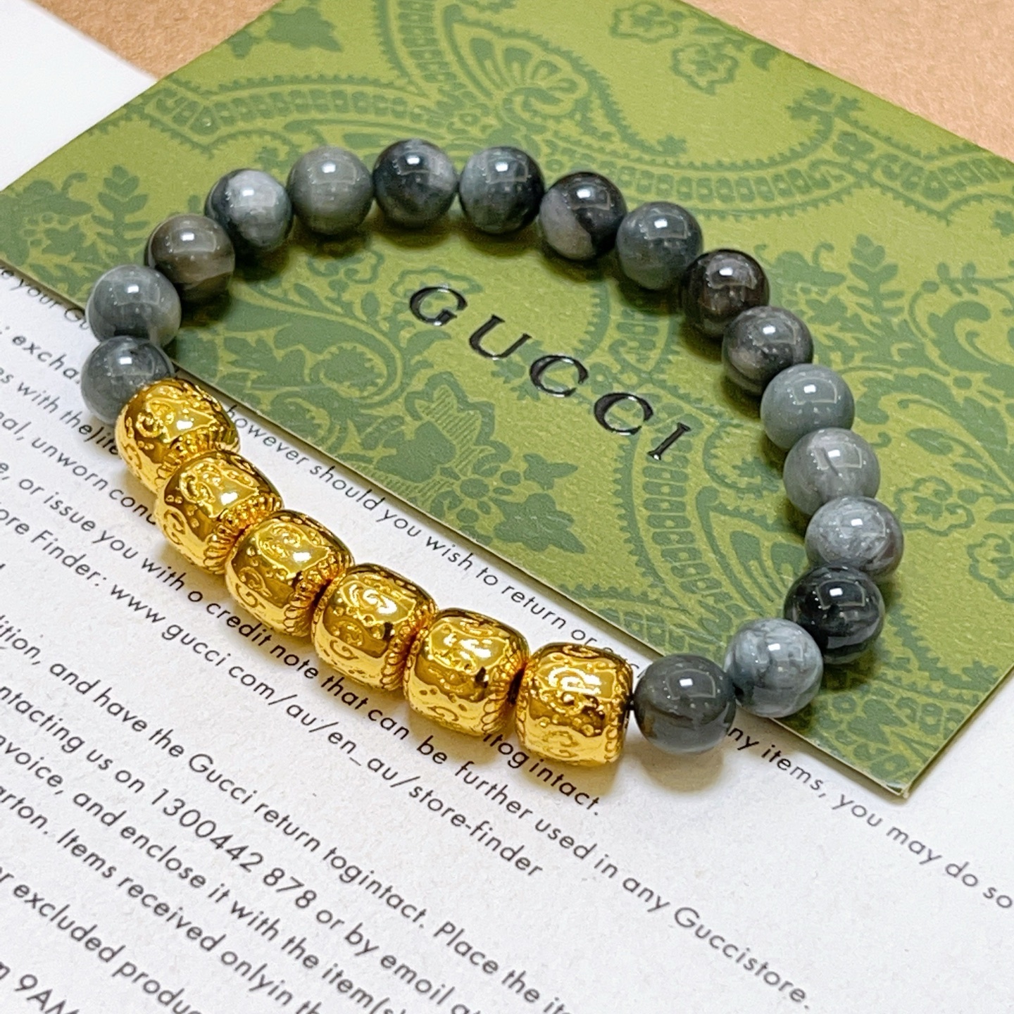 Gucci 𝐆𝐮𝐜𝐜𝐢古驰手链 最新款天然石手链档次更高 Anger Forest系列双g手链