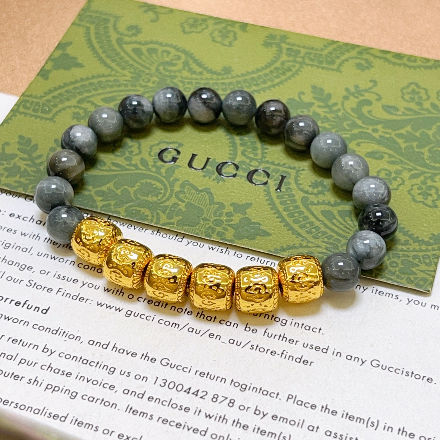 Gucci 𝐆𝐮𝐜𝐜𝐢古驰手链 最新款天然石手链档次更高 Anger Forest系列双g手链