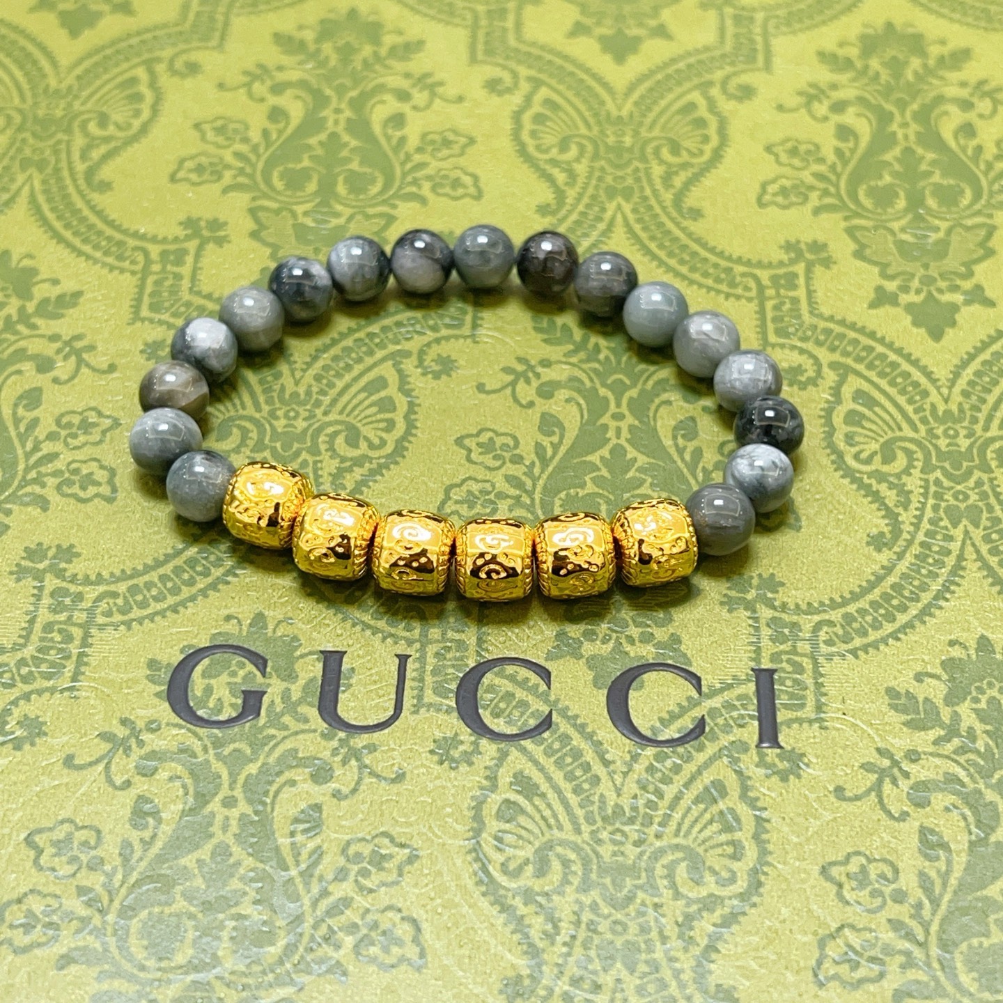 Gucci 𝐆𝐮𝐜𝐜𝐢古驰手链 最新款天然石手链档次更高 Anger Forest系列双g手链