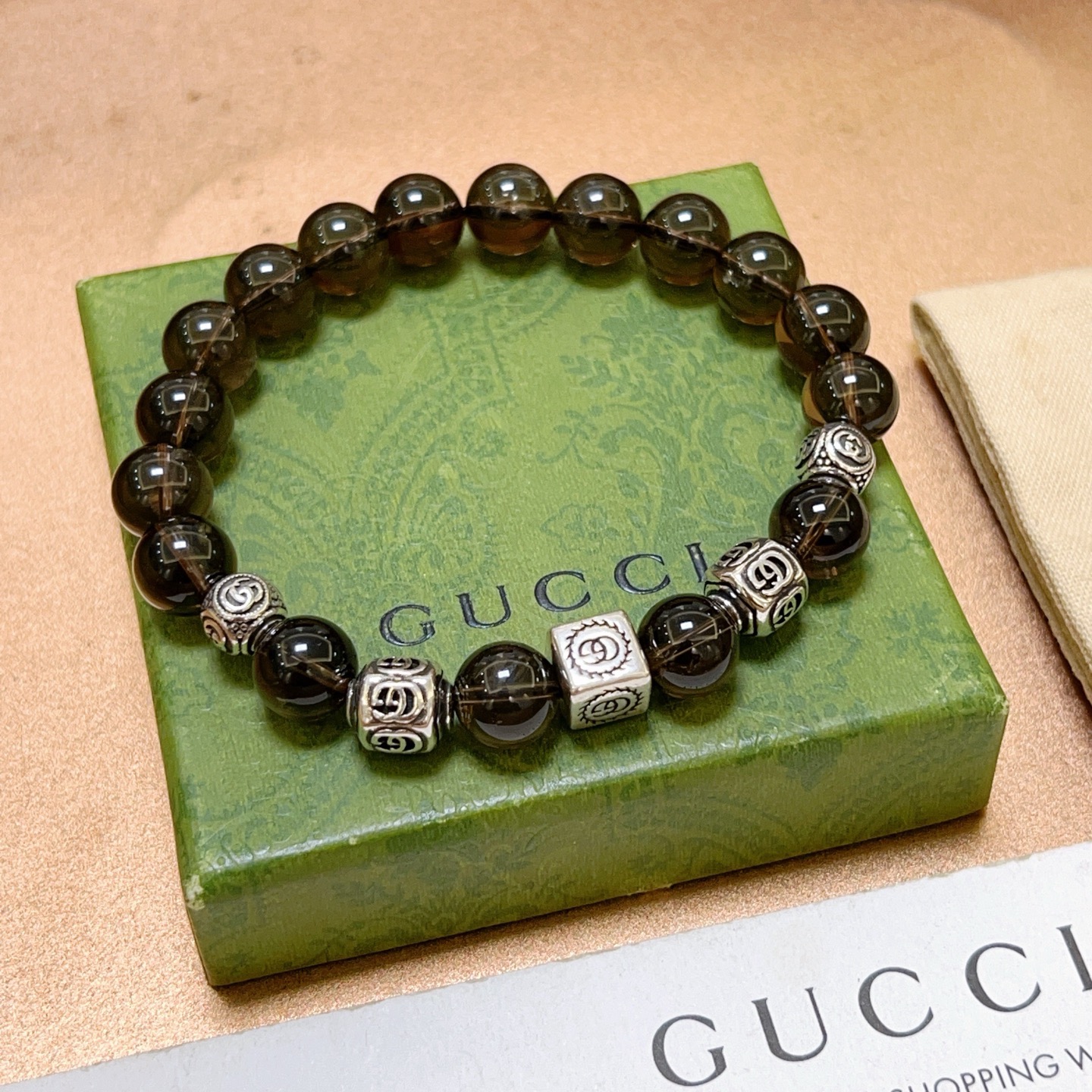 Gucci 𝐆𝐮𝐜𝐜𝐢古驰手链 最新款天然石手链档次更高 Anger Forest系列双g手链
