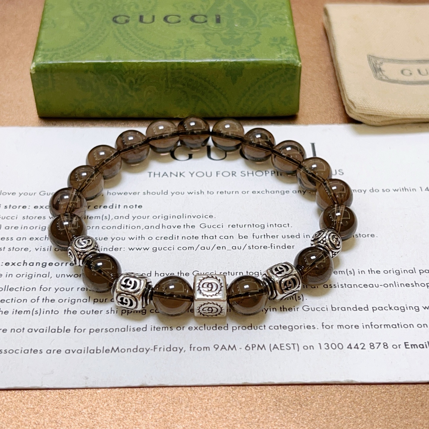 Gucci 𝐆𝐮𝐜𝐜𝐢古驰手链 最新款天然石手链档次更高 Anger Forest系列双g手链
