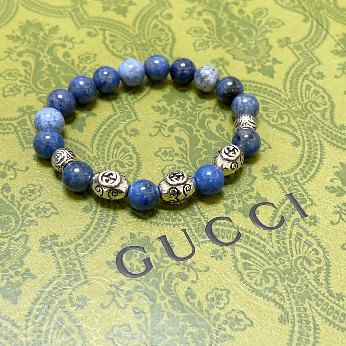 Gucci 新品发布𝐆𝐮𝐜𝐜𝐢古驰手链 最新款天然蓝碧手链档次更高 Anger Forest系列双g手链