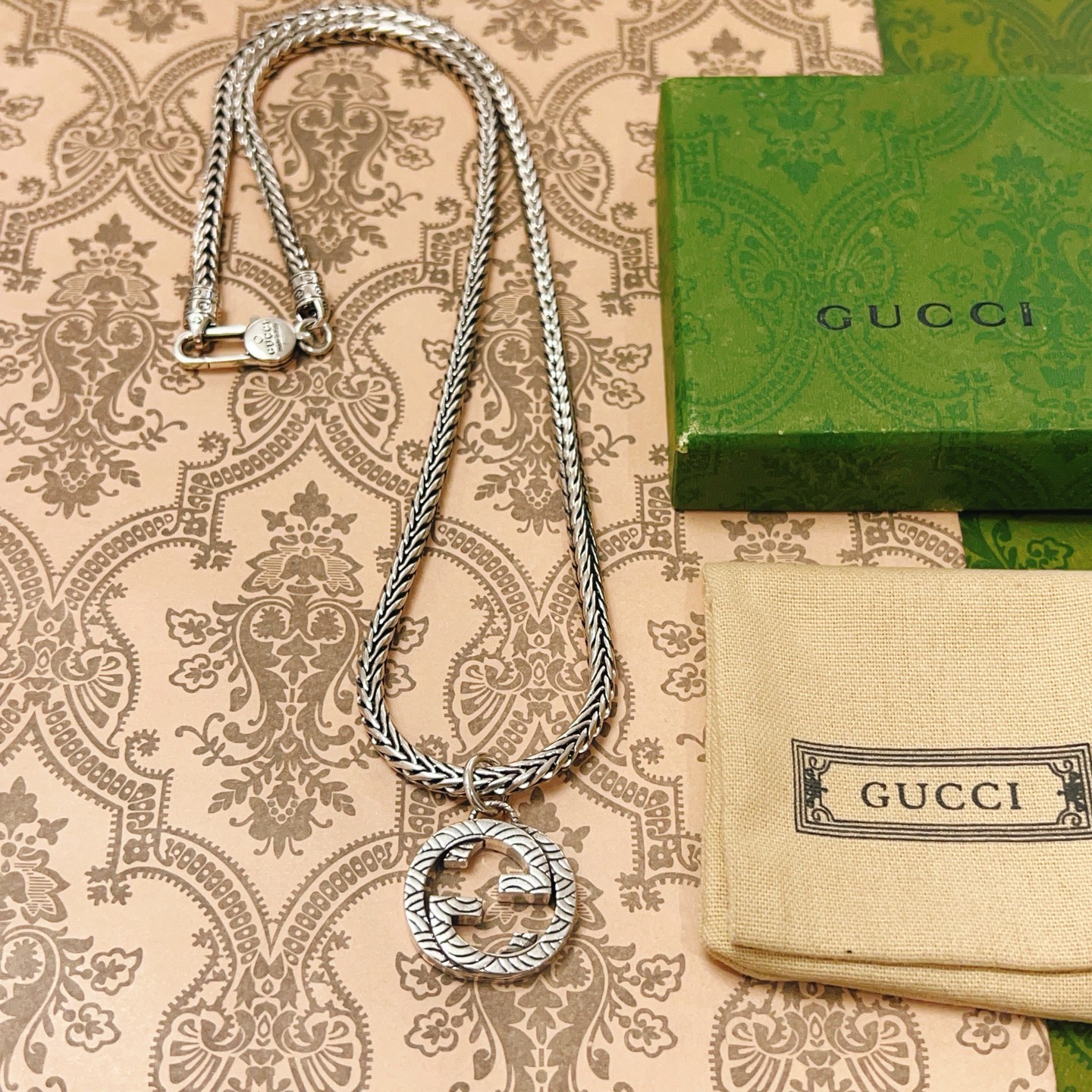 𝐆𝐮𝐜𝐜𝐢古驰项链最新款链条档次更高明星同款Anger Forest系列双G古驰项链细节对版做旧处理 非
