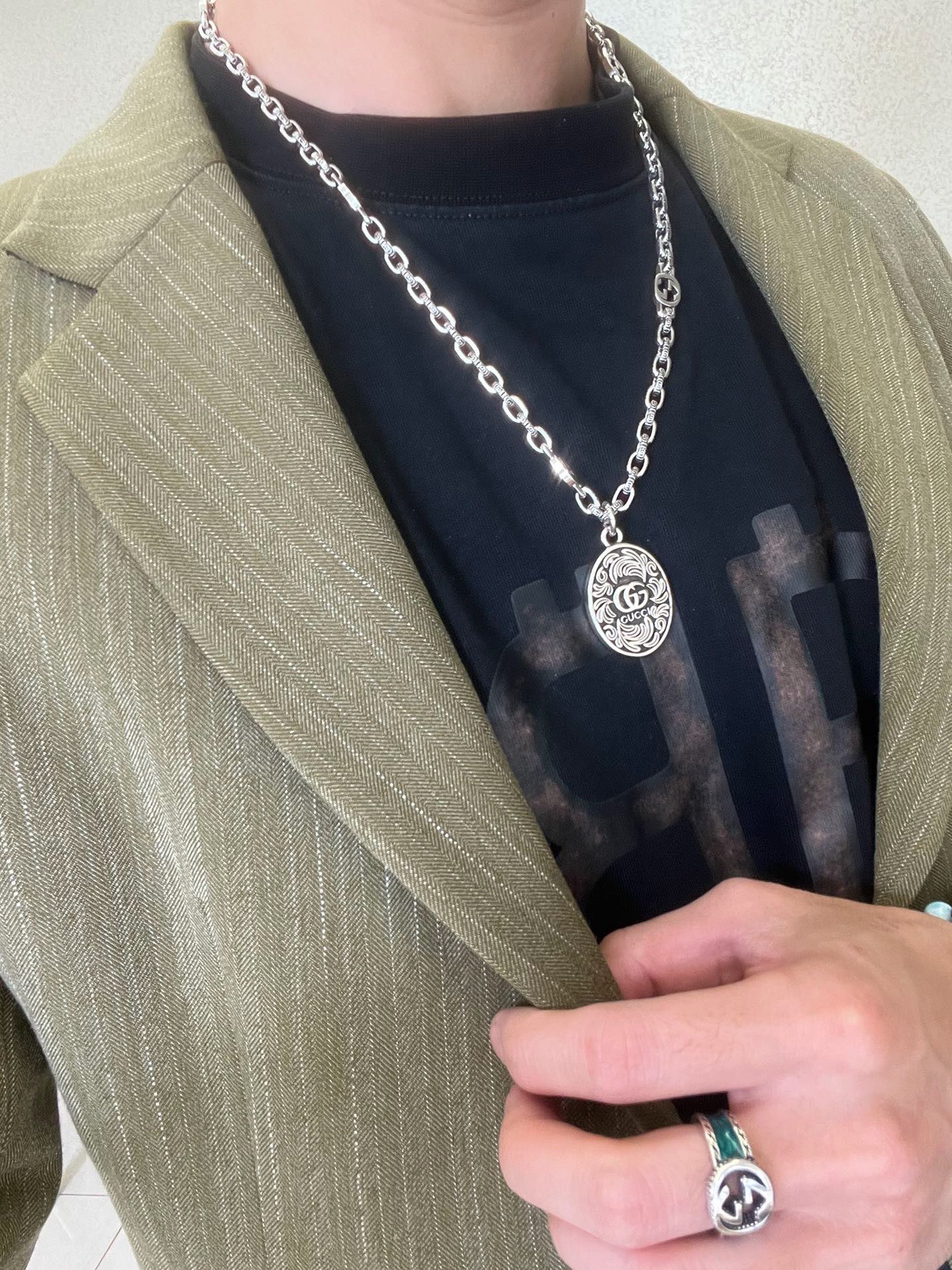 Gucci 𝐆𝐮𝐜𝐜𝐢古驰项链最新款链条男士搭配