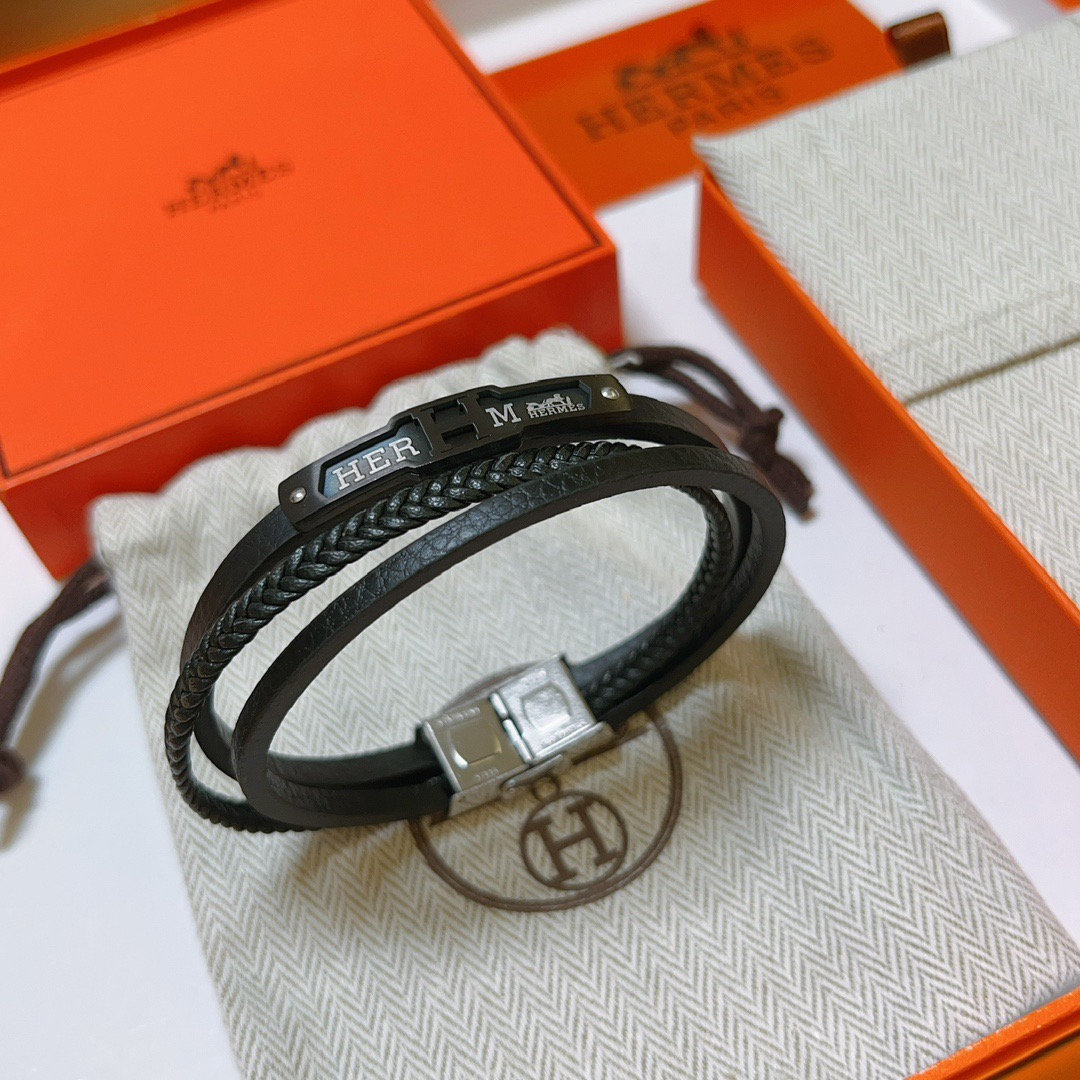 Hermès Classic H Series Leather Cord Bracelet - Comprehensive 5