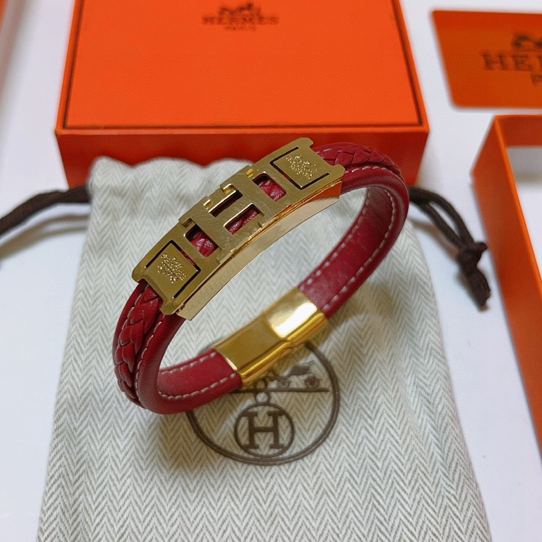 Hermès Classic H Series Handcrafted Leather Bracelet - Comprehensive 5