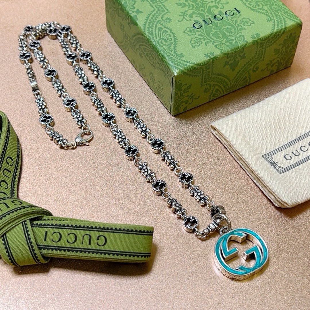 𝐆𝐮𝐜𝐜𝐢古驰项链最新款链条档次更高明星同款Anger Forest系列双G古驰项链古驰复古项链🪶欧美潮
