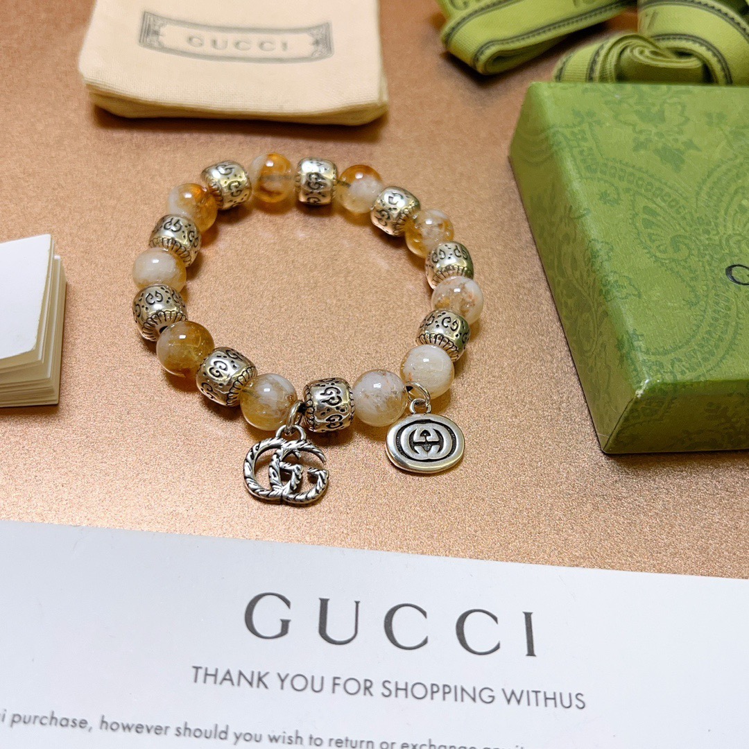 新品发布𝐆𝐮𝐜𝐜𝐢古驰手链男女同款 最新款天然紫发晶手链档次更高明星同款Anger Forest系列双g